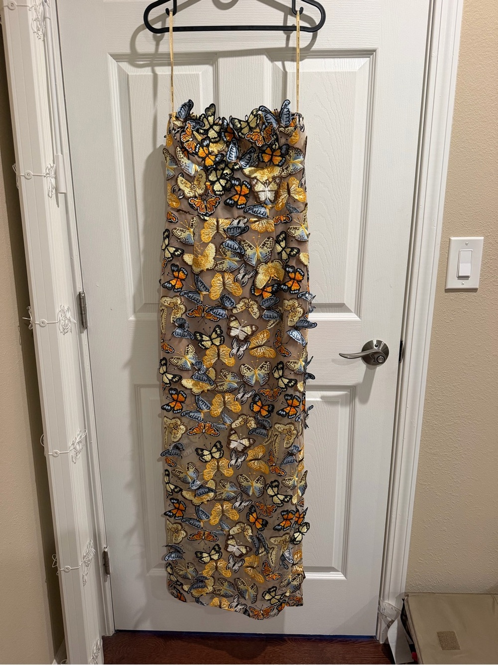 Bronx and Banco Bella 3D Butterfly Dahlia Strapless Maxi Dress in Multi - Picture 5 of 7